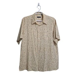 Barry Bricken Short Sleeve Silk Blend Geometric Print Casual Button Down Sz XL